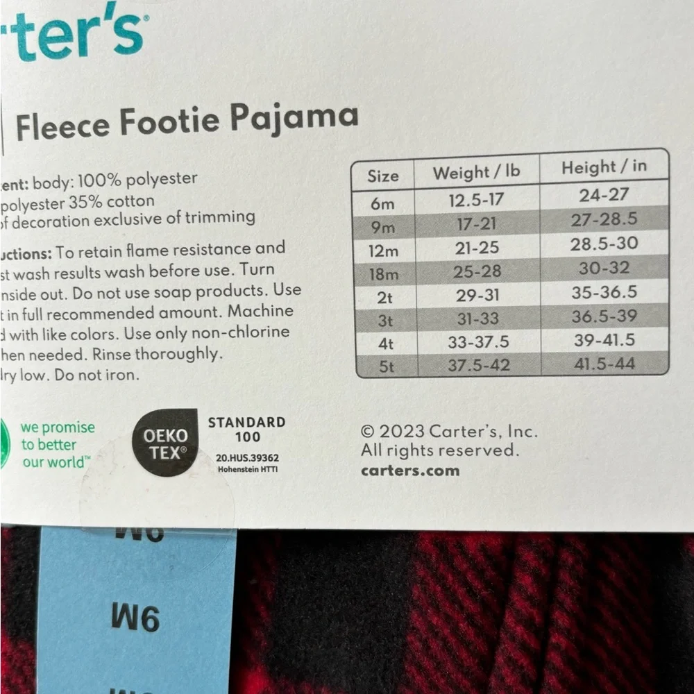 Carters baby buffalo plaid fleece footed pajamas